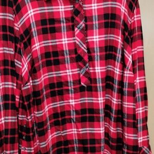 Talbots Red and Black Plaid Shirt